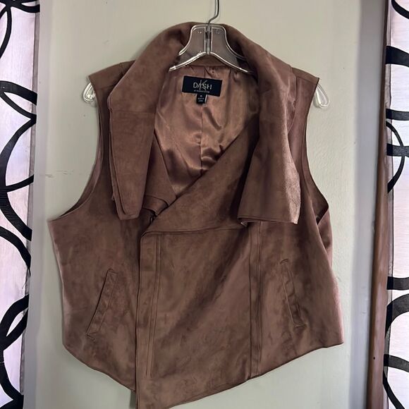 Dash K by Kardashian Suede Look VEST TOP Unique Collar, Zipper , Pockets, XL - Picture 1 of 5